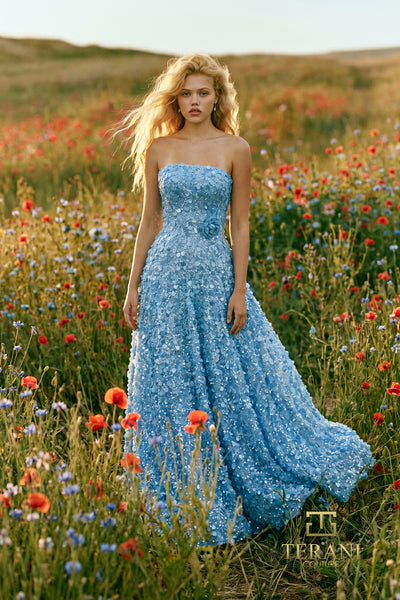 Strapless Paillette Ball Gown with Straight Neckline - 271P8042