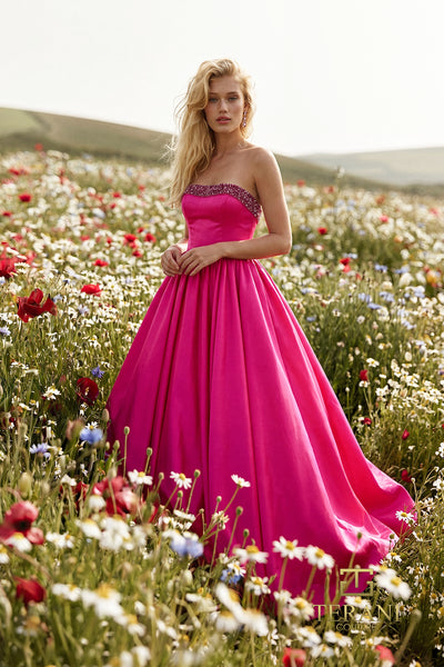 Strapless Mikado Ball Gown with Crystal-Trim Neckline - 271P8054