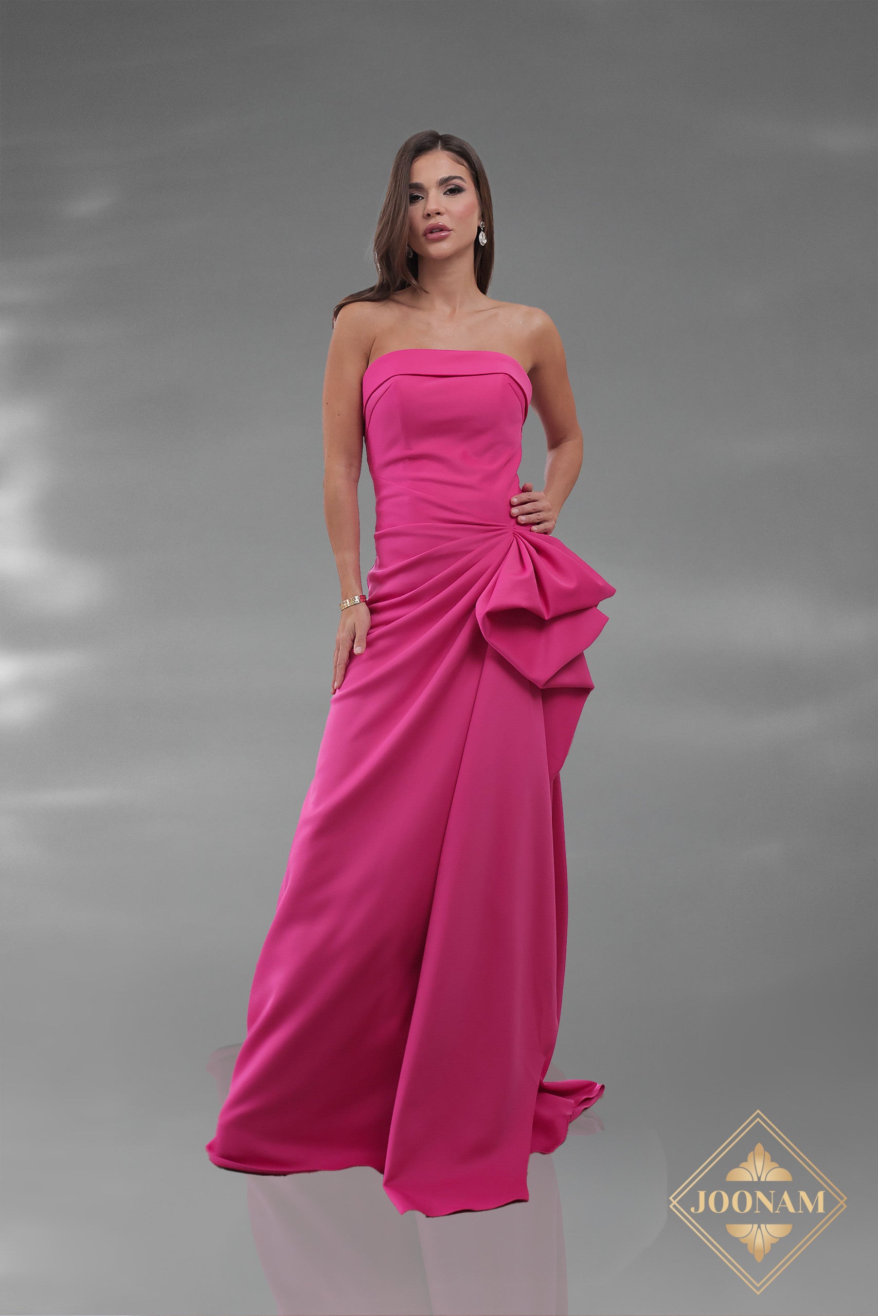 Straight Mermaid Fuchsia Mikado Dress - J3152