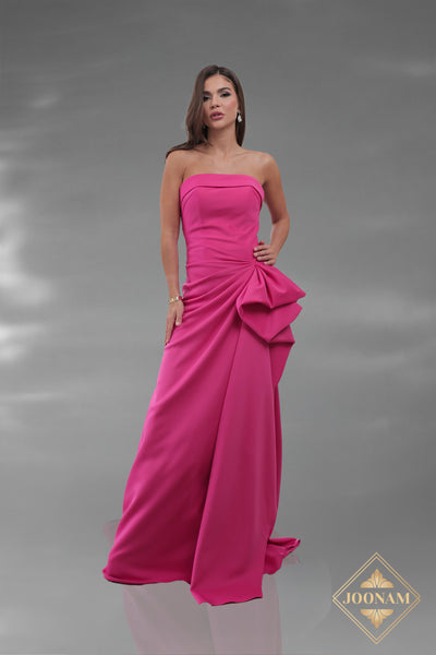 Straight Mermaid Fuchsia Mikado Dress - J3152