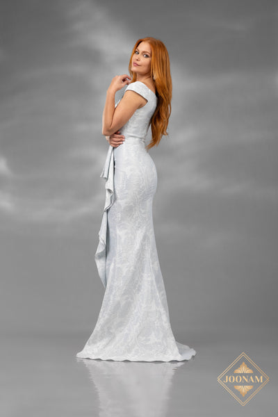 Stunning Assymetric Jacquard Mermaid Gown - J3307