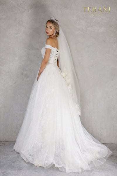 Ivory Off Shoulder Sweetheart Wedding Dress - 2215P0034
