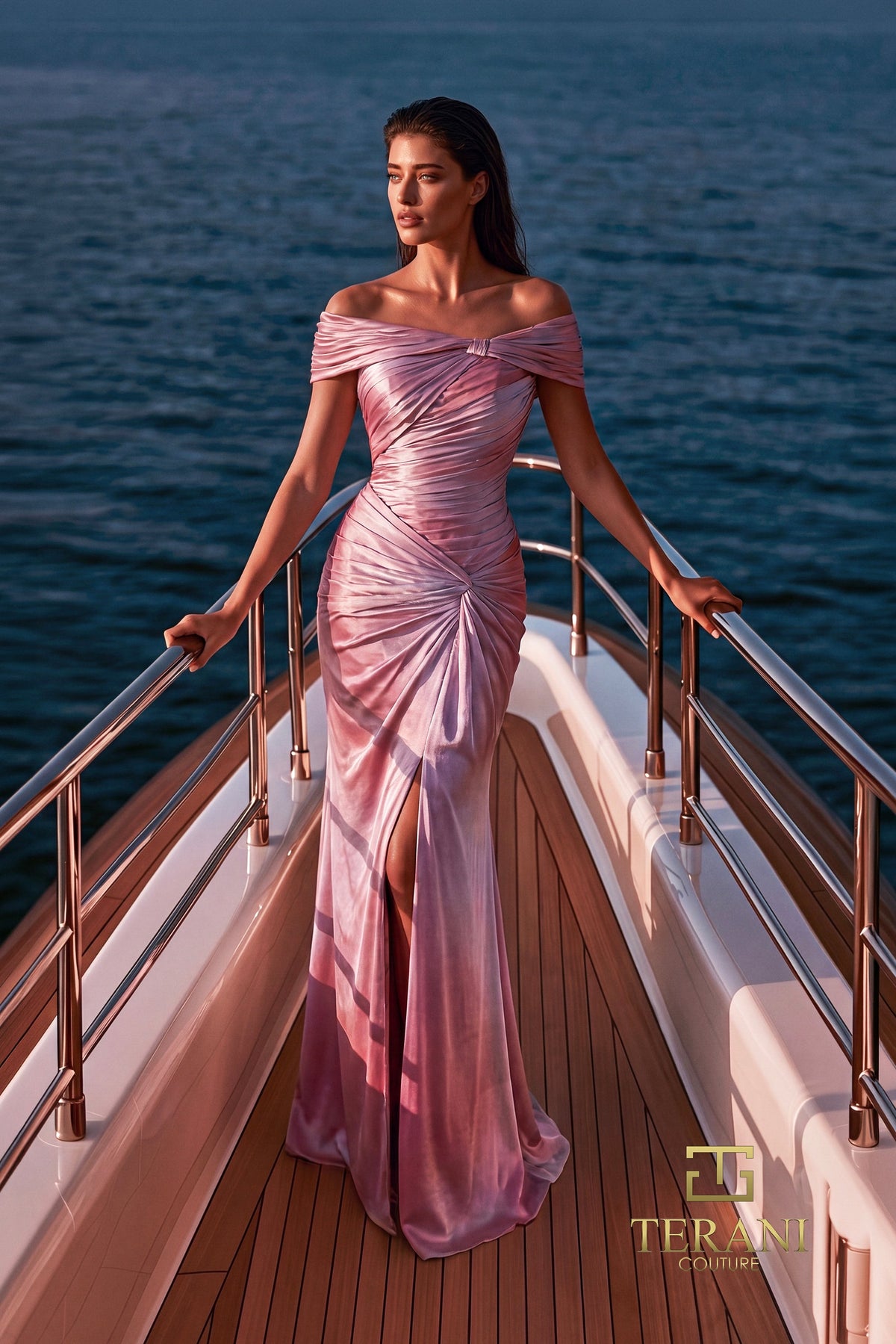 Terani Couture 271M8475 Taupe Rose