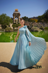 One-Shoulder Chiffon A-Line Gown with Long Sleeve - 261E6206