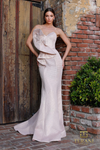 251E4276 Metallic Jacquard Trumpet Sleeveless Evening Dress