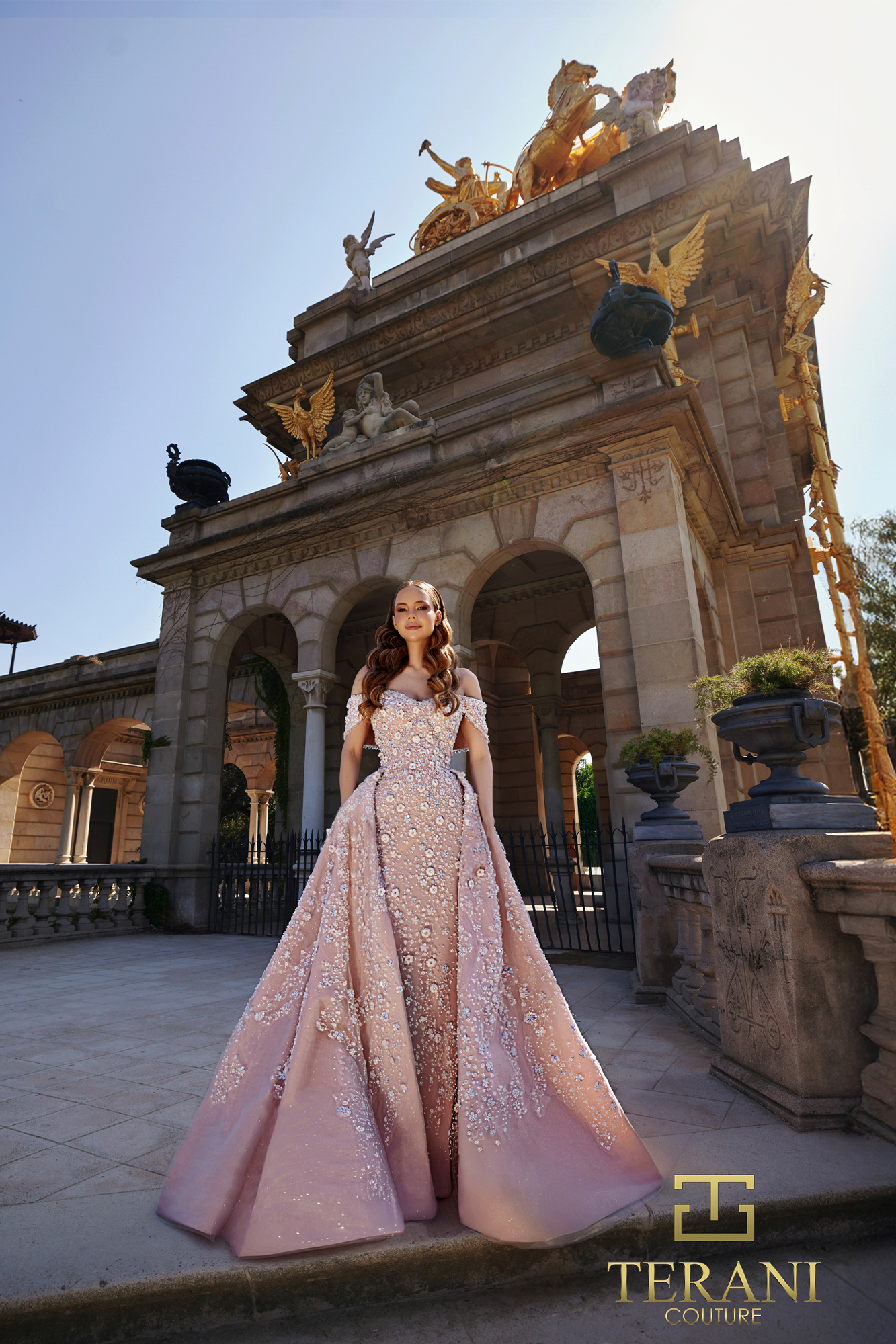 Off-Shoulder Beaded Tulle Ballgown - 261GL6659