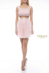 Two Piece Chiffon Skirt Beaded Cap Sleeve Top Short Ball Gown - 1521H0100
