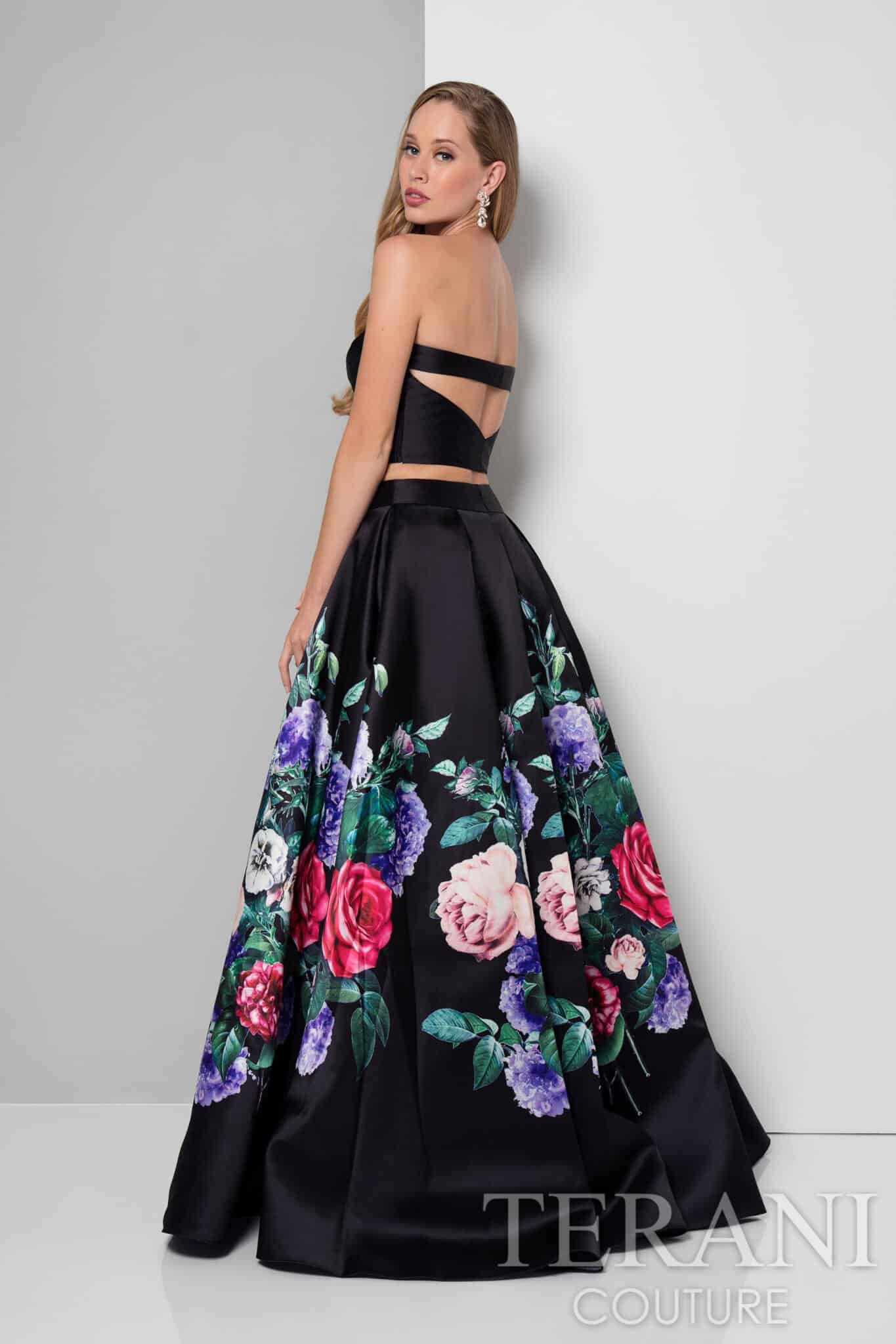 Strapless Sweetheart Floral Print Prom Ball Gown - 1711P2703