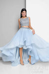 Two Piece Beaded Strappy Back Boat Neck Ball Gown - 1711P2692
