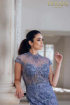 Feathered High Neck Mermaid Dress  - 1721GL4446
