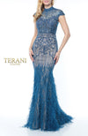 Feathered High Neck Mermaid Dress  - 1721GL4446