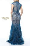 Feathered High Neck Mermaid Dress  - 1721GL4446
