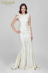 Sleeveless Boat Neck Low Back Floral Applique Mother of the Bride Dress - 1721M4703