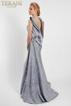 Sleeveless Boat Neck Low Back Floral Applique Mother of the Bride Dress - 1721M4703