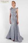 Sleeveless Boat Neck Low Back Floral Applique Mother of the Bride Dress - 1721M4703