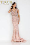 3D Floral Applique Beaded Evening Dress - Floral Applique Dress -1722GL4488