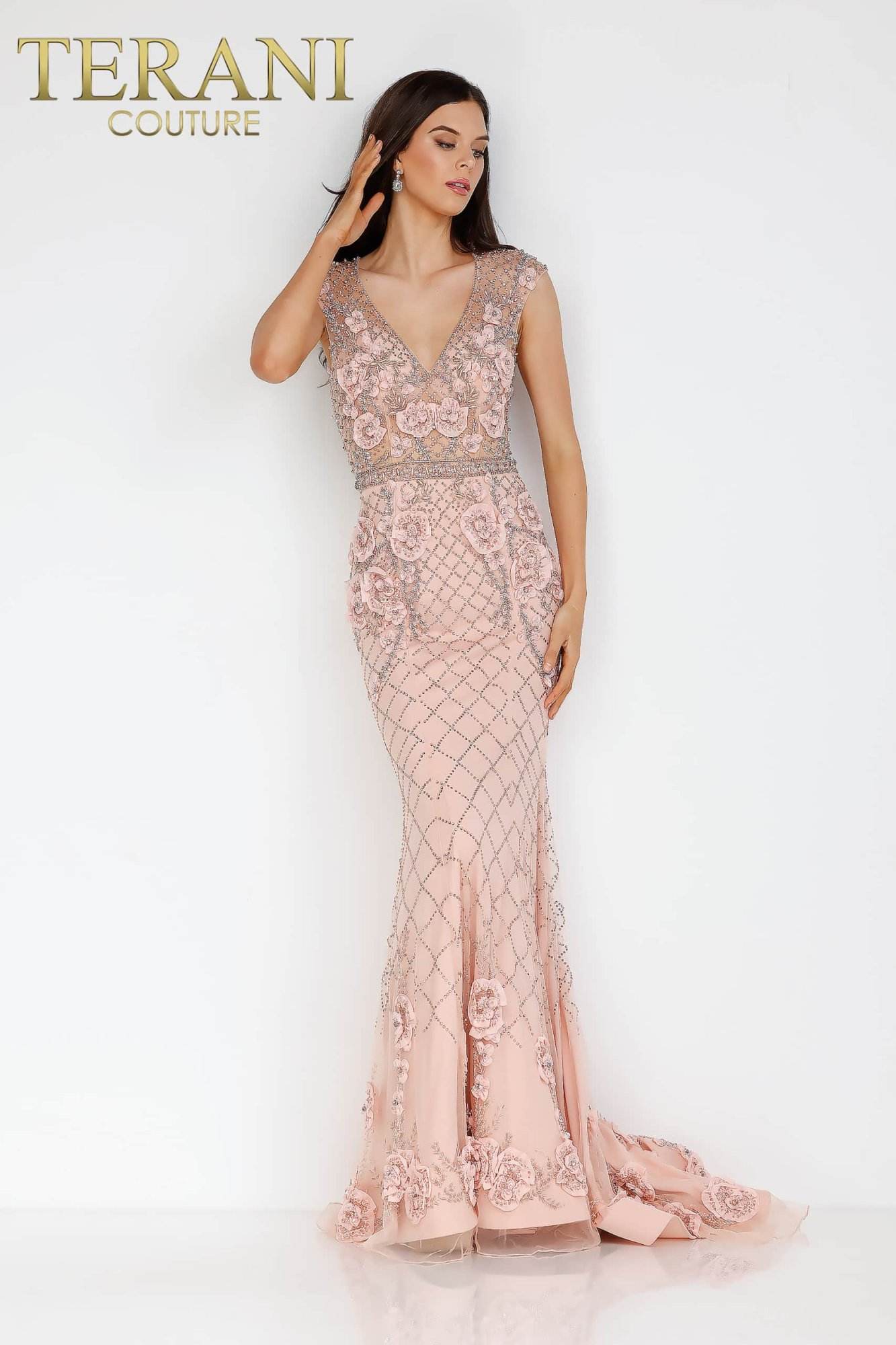 beaded formal dress Black Beaded Strapless Mermaid | Evening Gown