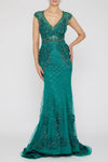 3D Floral Applique Beaded Evening Dress - Floral Applique Dress -1722GL4488