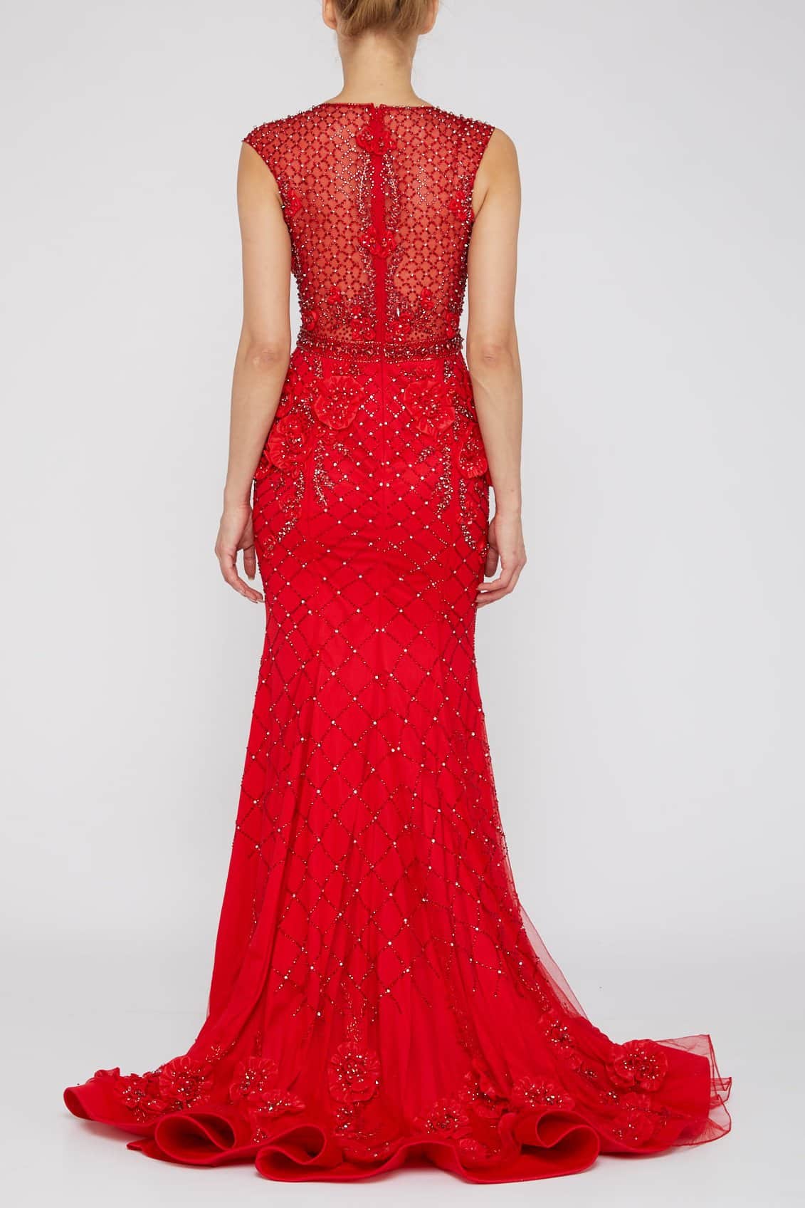 3D Floral Applique Beaded Evening Dress - Floral Applique Dress -1722GL4488