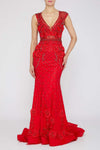 3D Floral Applique Beaded Evening Dress - Floral Applique Dress -1722GL4488