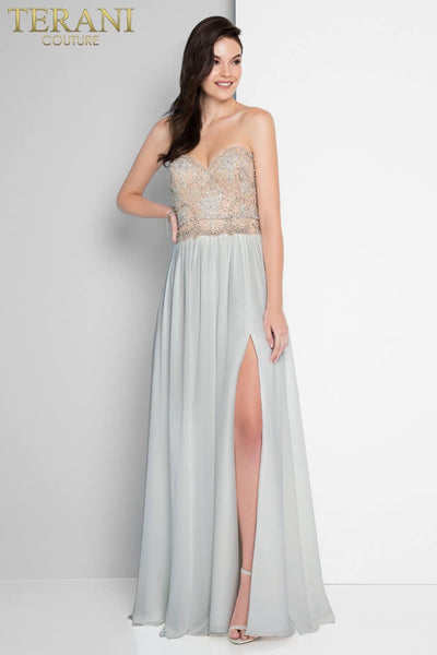 Romantic Strapless Embroidered Flowy Prom Dress – 1811P5214G