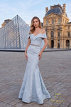 Off-Shoulder Beaded Belt Mermaid Long Dress - 1812M6657