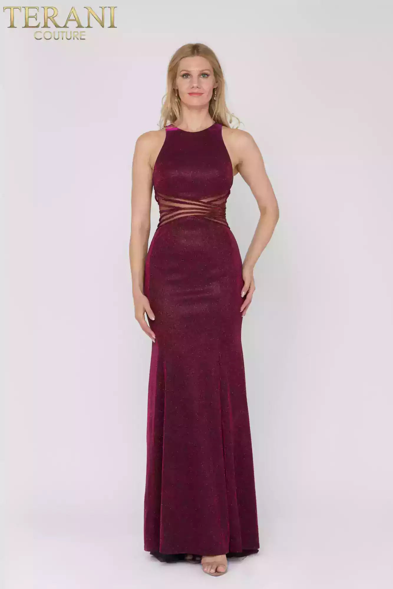 Sleeveless Halter Neck Sheet Waist Long Dress - 1815P5909G