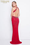 Red Embellished Halter Neck Prom Dress - 1815P5912G