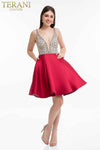 Matte Satin Full Box Pleat Skirt Dress with Illusion Back - 1821H7771