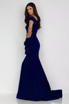 Plus Size Off-Shoulder Side Drape Peplum Mermaid Gown – 1911M9339