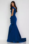 Plus Size Off-Shoulder Side Drape Peplum Mermaid Gown – 1911M9339