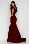 Plus Size Off-Shoulder Side Drape Peplum Mermaid Gown – 1911M9339
