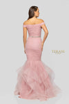 Off-Shoulder Beaded Waist Glitter Tulle Long Dress - 1911P8366G
