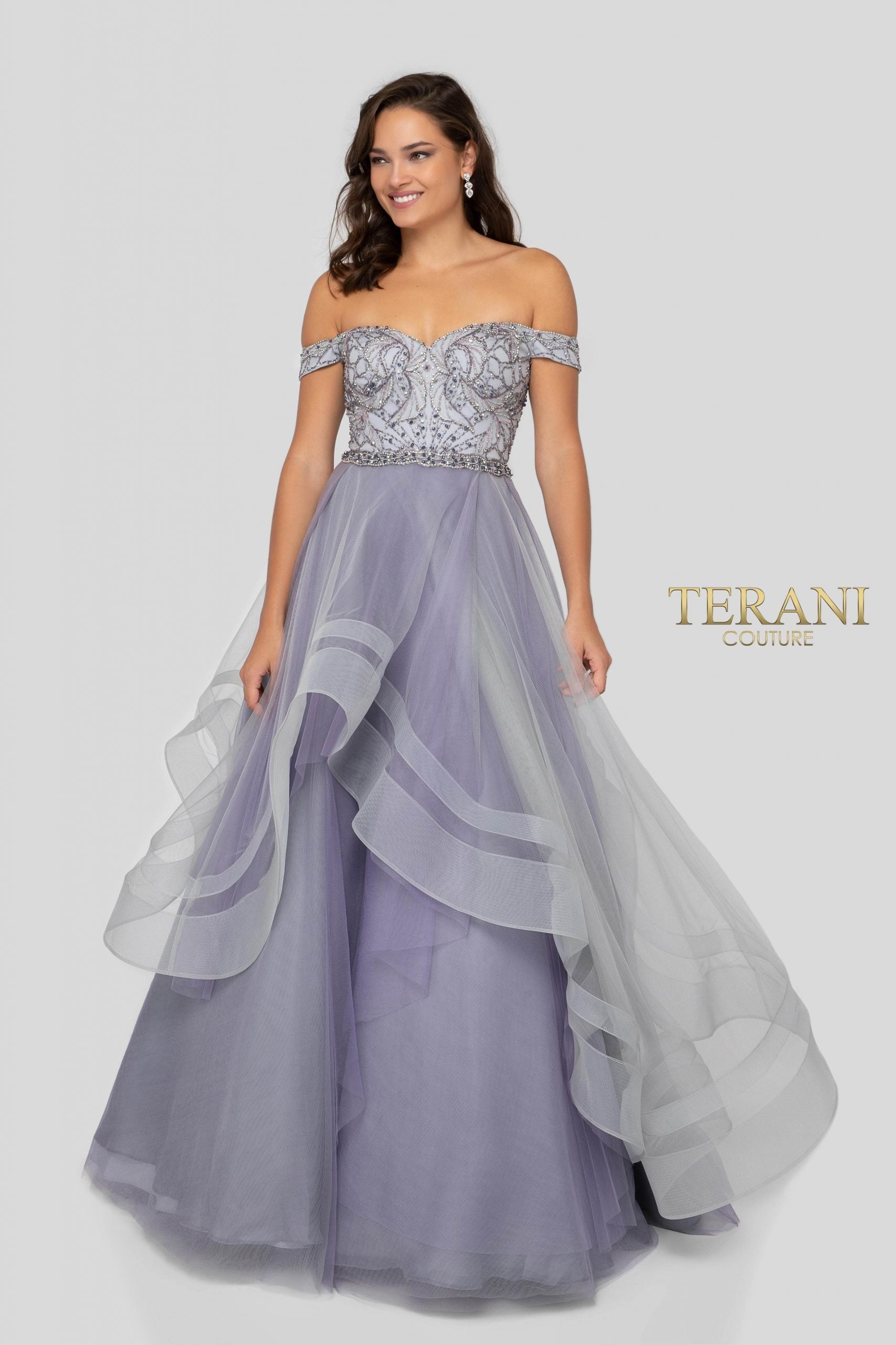 Off-Shoulder Heavy Beaded Ball Gown - 1911P8501