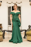 Plus Size Off-Shoulder Side Drape Peplum Mermaid Gown – 1911M9339