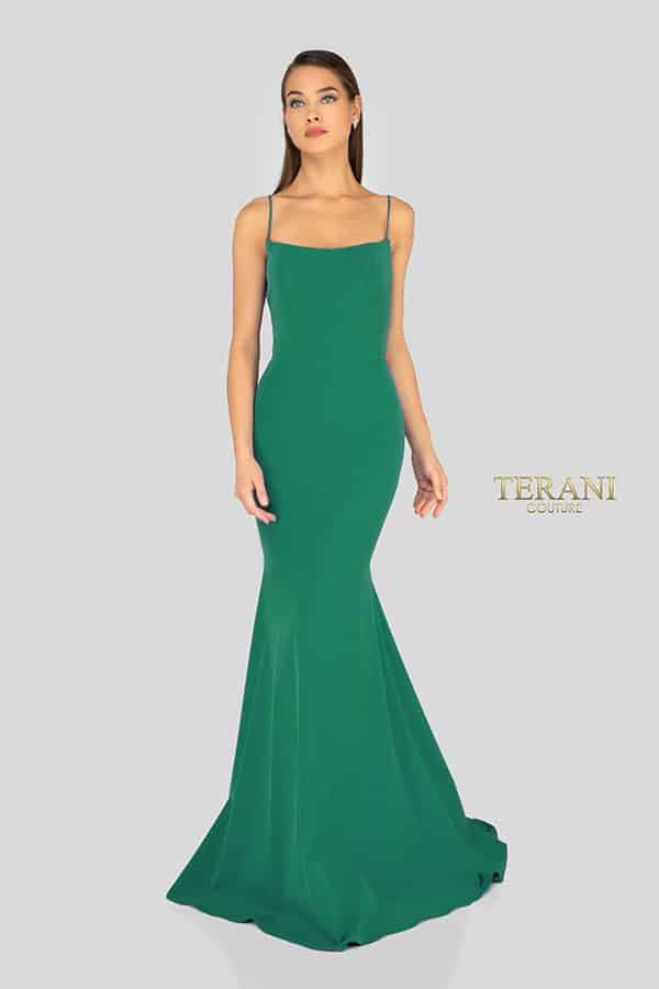 Spaghetti Strap Straight Neck Low Back Mermaid Gown - 1912B9703