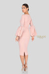 Long Balloon Sleeves Low V Neck Cocktail Dress - 1912C9643