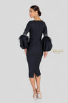 Long Balloon Sleeves Low V Neck Cocktail Dress - 1912C9643