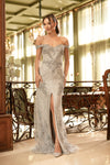 Sparkling Off Shoulder Slit Evening Gown - 1912GL9572