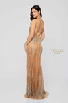 Beaded Spaghetti Strap Criss Cross Back High Slit Long Dress - 1912P8232