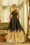 One Shoulder Dramatic Neckline Long Ball Gown - 1912E9180