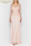Long Sleeve V Neck Beaded Flowy Long Dress - 1913M9403