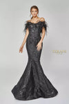 Striking Flower and Feather Strapless Evening Gown - 1921E0136