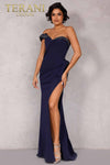 Navy Long Scuba Evening Dress - 1921e0176