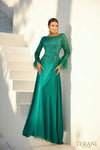 Chiffon Skirt Gown with Feather Accented Sleeves - 1921M0473