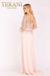 Chiffon Skirt Gown with Feather Accented Sleeves - 1921M0473