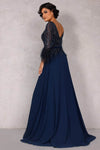 Chiffon Skirt Gown with Feather Accented Sleeves - 1921M0473