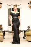 Plus Size Pleated Mock Two Piece Gown – 1921M0727