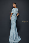 Draped off Shoulder Stretch Jacquard Gown - 1921M0726
