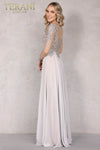 Light Silver Long Sleeves Long Chiffon Mother of the Bride Dress - 1922M0533